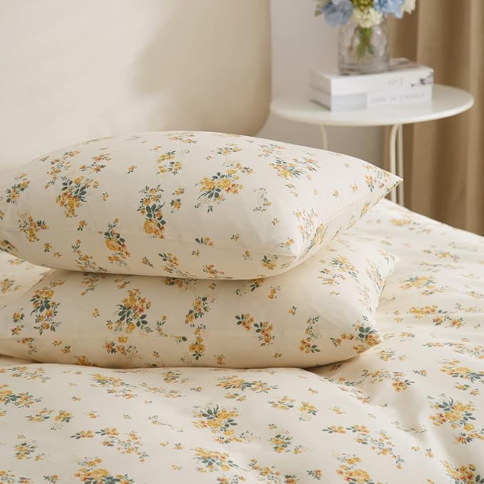 EAVD Rose Floral Comforter Set King Soft Fluffy Microfiber Chic Shabby Garden Floral Bedding Set with 2 Pillowcases Fresh Cute Botanical Comforter Set for All-Season