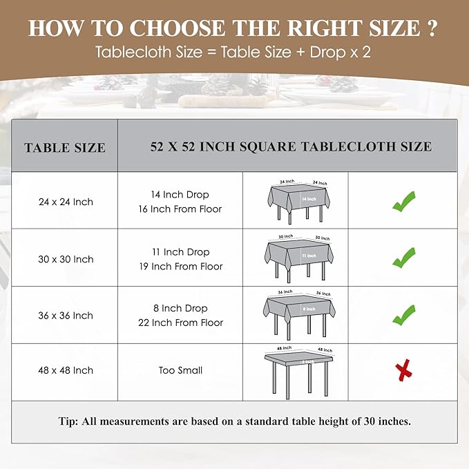 Square Tablecloth 52 x 52 Inch Yellow Tablecloths Stain-Wrinkle Resistant Washable Polyester Table Cloths for Holiday, Buffet Parties, and Weddinge 1pack