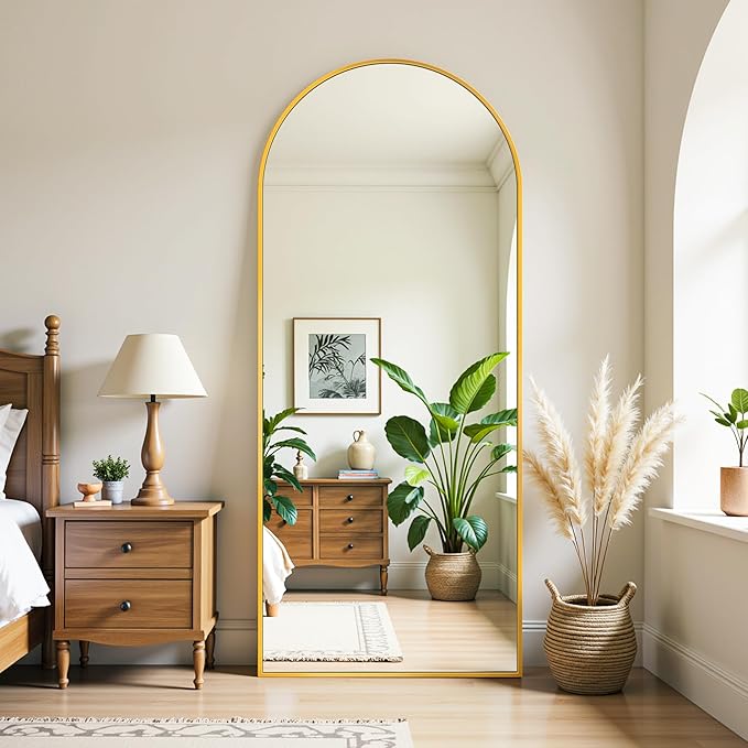 Floor Mirror, 58"×21" Full Length Mirror with Stand for Bedroom Living Room, Gold