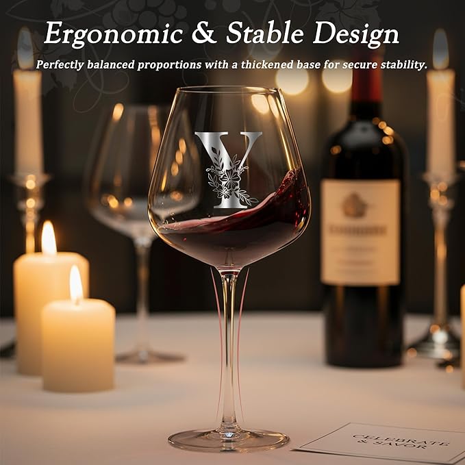 Initial Crystal Wine Glass for Women Bridesmaids Proposal Gifts for Wedding Stuffers Day Box Fillers Bachelorette Party Accessories Essentials Guest Favors Personalized Custom 4 6 8 10 3 5,Y