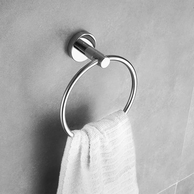 Chrome Bathroom Hardware, Polished Silver Toilet Paper Holder Towel Ring Robe Hook Wall Mount Hand Towel Holder Set Tissue Roll Holder with Double Post Accessories SUS304 Stainless Steel 3pc