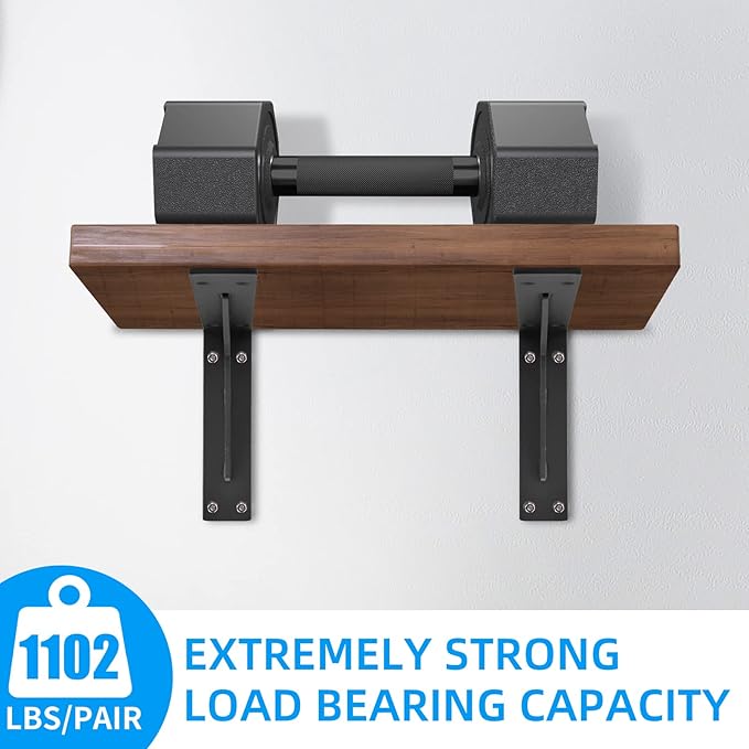 YUMORE Countertop Support Bracket Heavy Duty 16x10x2 in, 1/5IN Thicken Solid L Brackets Countertop Bar Shelf Bracket, Includes Hardware, Matte Black, 2 Pack