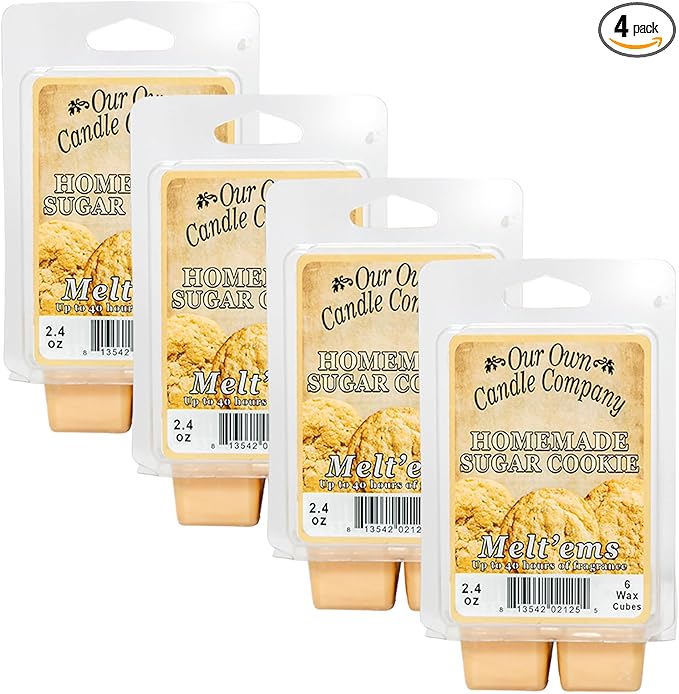 Our Own Candle Company Premium Wax Melt, Homemade Sugar Cookie Scent, 6 Cubes, 2.4 oz (4 Pack)