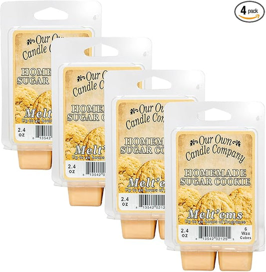 Our Own Candle Company Premium Wax Melt, Homemade Sugar Cookie Scent, 6 Cubes, 2.4 oz (4 Pack)