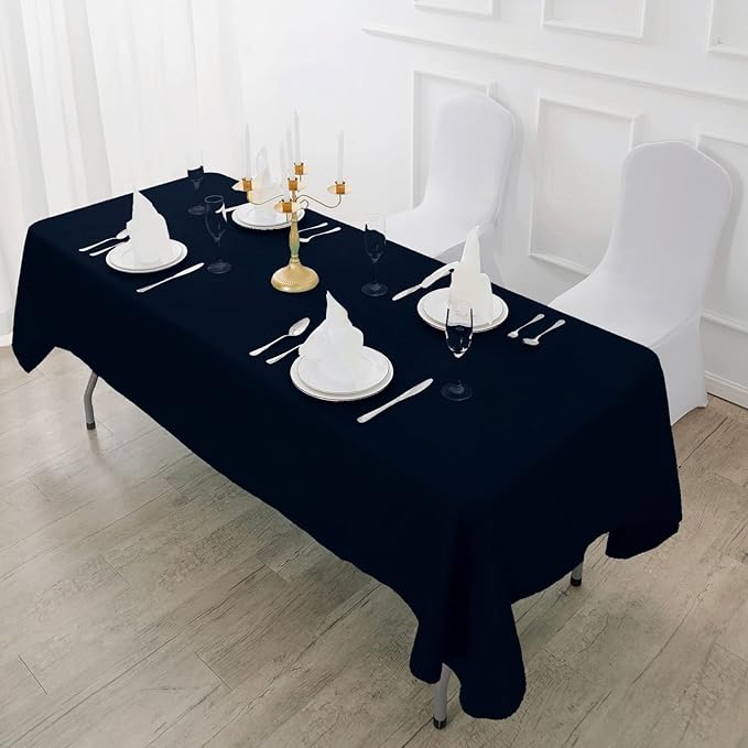 6 Pack Navy Blue Tablecloth 90 x 132 Inch Table Cloth for 6 Foot Rectangle Tables, Wrinkle Resistant Washable Polyester Fabric Table Covers for Party, Wedding,Dining,and Banquet