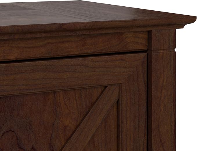 Bush Furniture Key West Tall Storage Cabinet with Doors and Shelves in Bing Cherry, 2 Door Organizer for Home Office, Living Room, Entryway