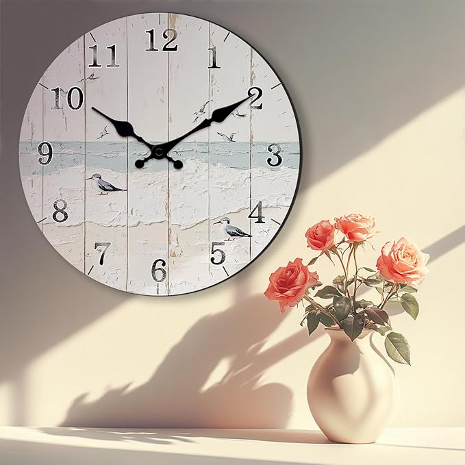 Vintage Wooden Wall Clock for Farmhouse Decor 16 Inch Rustic Large Wall-Clocks Silent Non-Ticking Clocks for Kitchen, Living Room Battery Operated