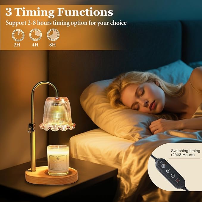 Candle Warmer Lamp with Timer Dimmable, Birthday Gifts for Women Mom, House Warming Gifts New Home Decor, Wax Melt Warmer for Jar Candles with 2 Bulbs