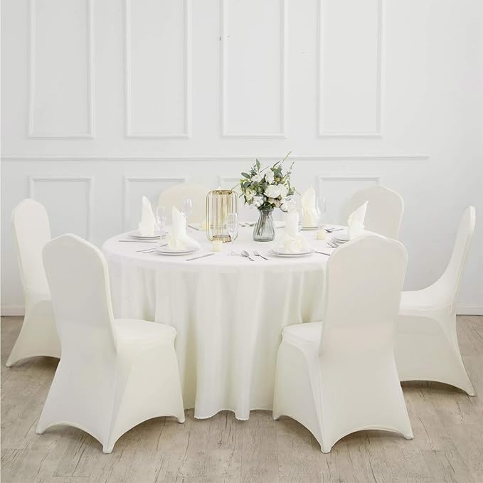 6 Pack Ivory Round Tablecloths 120 Inches Table Cloth Stain and Wrinkle Resistant Washable Polyester Table Cover Fabric for Party, Wedding,Dining,and Banquet Decoration