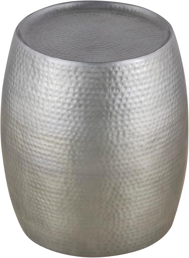 ET501 Modern Contemporary Aluminum Material 21" Height End Table, Side Table with Hand Hammered Design Antique Silver