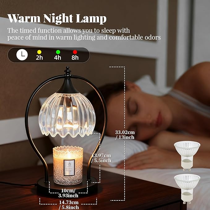 Candle Warmer Lamp with Timer Dimmer - Candle Warmer for Jar Candles - Plug in Wax Melt Warmer Unique Birthday Gifts for Women Mom House Warming Gifts New Home Room Decor