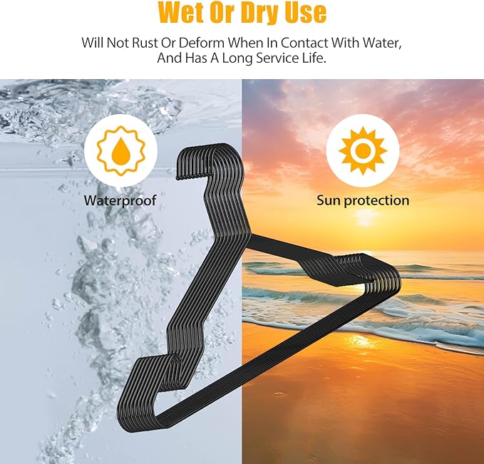 Black Aluminum Hangers, 16.5 Inch Smooth and Durable Metal Shirt Dress Hanger, Lightweight and Sturdy Metal Hanger for Suit Jackets and Casual Pants (30 Pack)