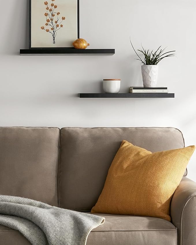 BAYKA Floating Shelves for Wall, 22.5 inches Black Wall Shelves for Bathroom, Bedroom, Living Room, Kitchen & Book, Hanging Display Decor Organizer Shelf with 22 lbs Capacity