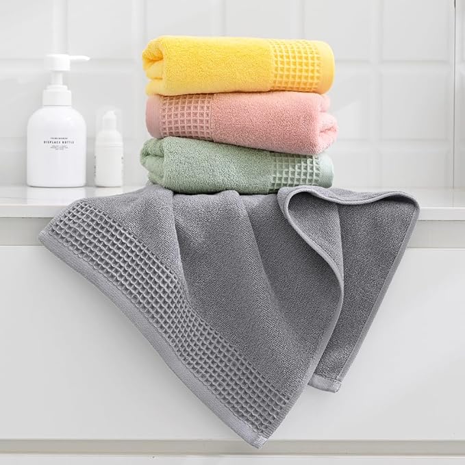 sense gnosis Yellow Hand Towel Set of 2 Super Soft 100% Cotton Quick Dry Absorbent Waffle Weave Decorative Bath Hand Towels for Bathroom 13" x 29"