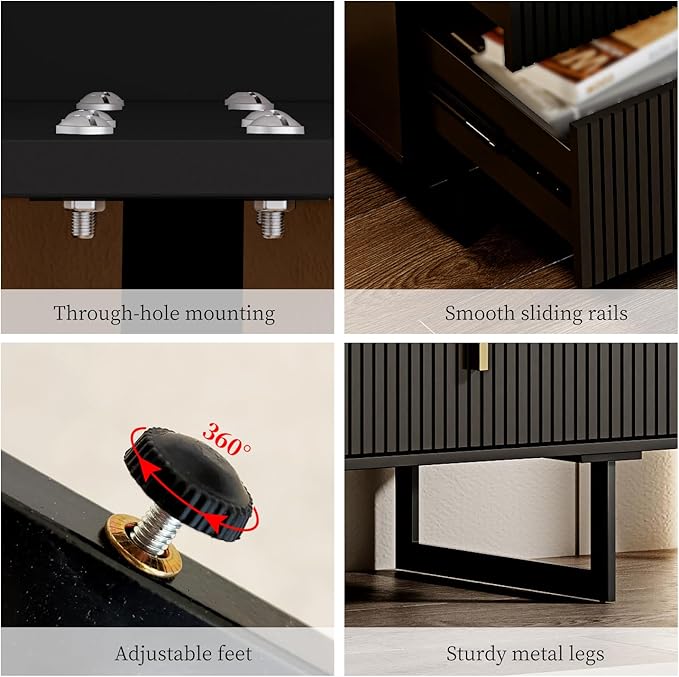 Modern Chest of Drawers with 9 Drawers,Deep Drawers,Clothes Organizer,Large Storage Cabinet for Living Room, Bedroom,Hallway,with Anti-Tipping Device,Matte Black