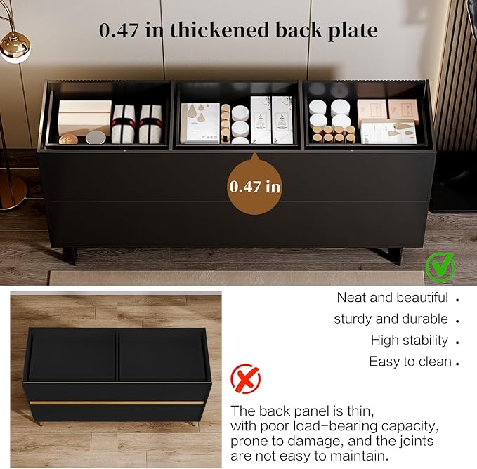 Modern Chest of Drawers with 9 Drawers,Deep Drawers,Clothes Organizer,Large Storage Cabinet for Living Room, Bedroom,Hallway,with Anti-Tipping Device,Matte Black
