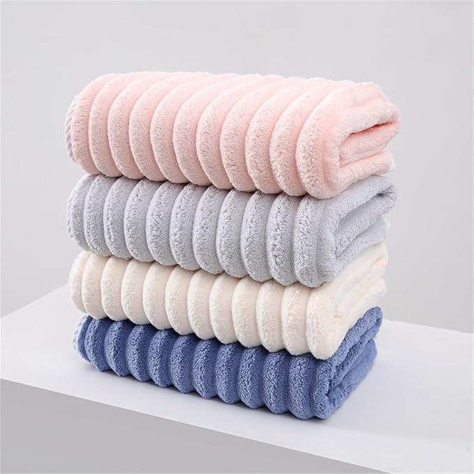 Soft Bath Towels Set, Microfiber Ribbed Oversized Bath Towels Extra Large for Bathroom, Home, Hotel, Spa, Beach, Pool, Gym (8-Piece Towel Set, Grey)