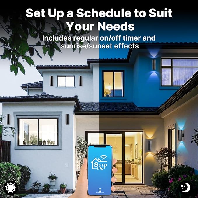 RGBCW Outdoor Wall Light 1 Pack, Smart Porch Light Dusk to Dawn Lighting with Remote Control, WiFi Outdoor Wall Sconce, Compatible with Alexa, Exterior Lights for House Porch Garage