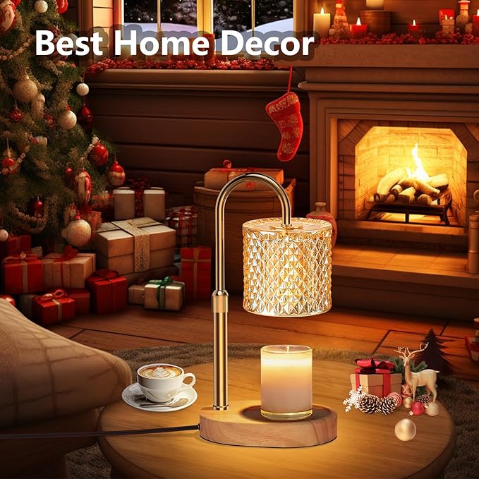 Electric Candle Lamp Warmer with Timer Dimmer Adjustable Height,Gifts for Women and Men,Vintage Home Decor
