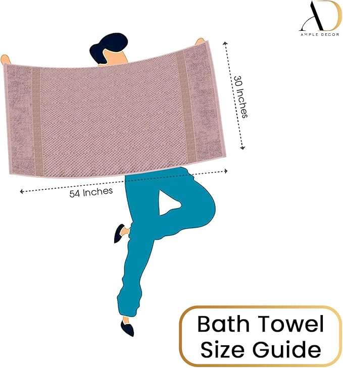 Ample Decor 100% Cotton Soft Pink Bath Towel for Bathroom Set of 4 Popcorn Textured - Super Soft, Quick-Dry, Highly Absorbent, Lightweight, Machine Washable - Mulaayam Collection - 30 X 54 Inch
