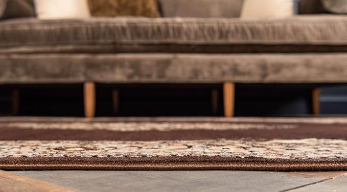 Unique Loom Reza Collection Traditional Persian Style Area Rug, 5 x 8 ft, Brown/Ivory