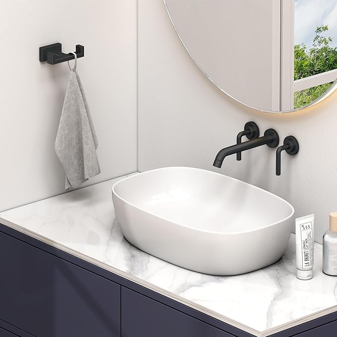 Suyar Double Towel Hook, SUS 304 Stainless Steel Coat Robe Hook for Bathroom, Hand Towel Holder, Matte Black