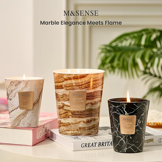 M&SENSE Extra Large Candle 35oz 150H NoirAir Scented Candle, 3 Wick Highly Scented Jar Candle, XL Candles Gift for Stress Relief, Meditation, Yoga