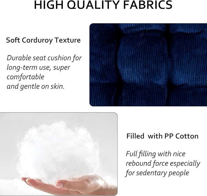 Square Seat Cushion for Kitchen Dining Chairs, Soft & Comfortable 15.5" x 15.5" Chair Pads, 6 Packs, Dark Blue