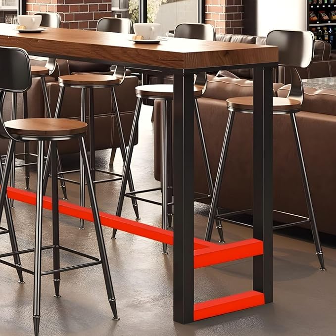 RUNNUP Farmhouse Bar Table Solid Wood Rectangle Bar Height Table for Kitchen Coffee Shop Window Small Space -Table Only(78.7" L x 15.7" W x 41.3" H)