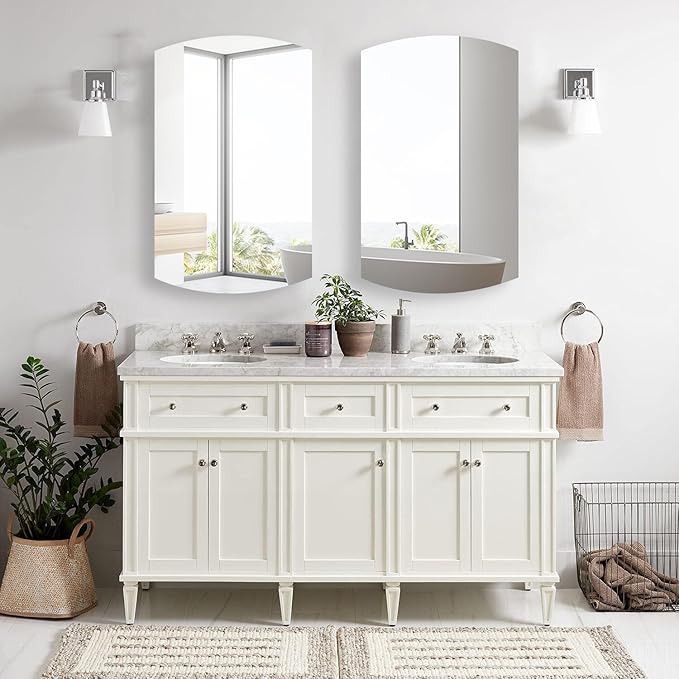22x30 inch Medicine Cabinet Frameless Bathroom Mirror Cabinet Recess or Surface Mounted Medicine Cabinet with Mirror Cabinet for Bathroom Living Room Toilet Kitchen