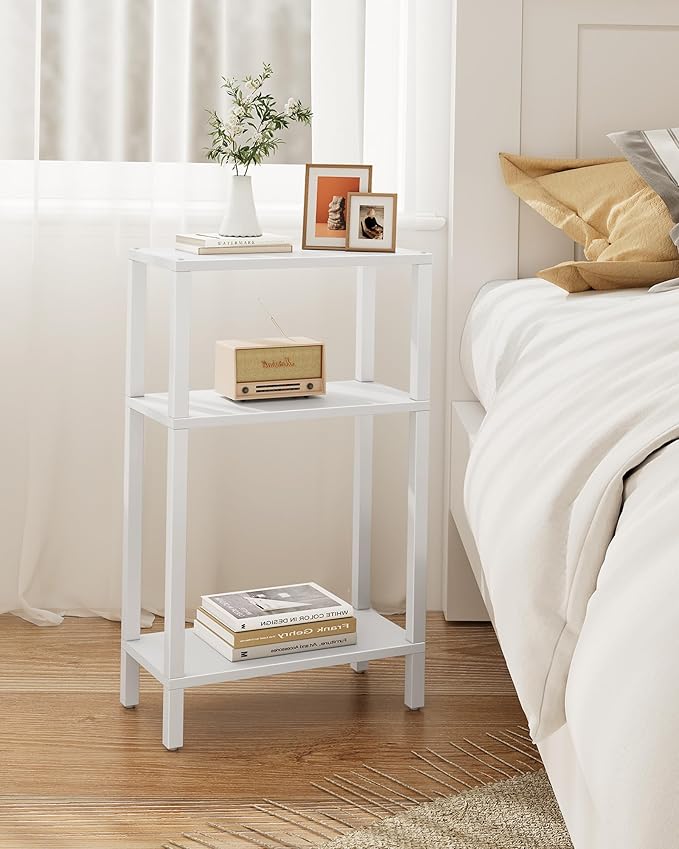 TUTOTAK Small Side Table, Narrow End Table, Skinny Sofa Table, Slim Nightstand, Couch Table, Living Room, Bed Room, White TB01BW077