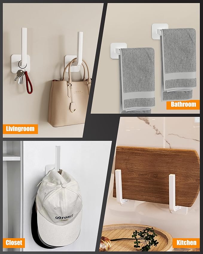 Hat Rack for Hat Storage (22-Pack), Multi-Purpose Hat Organizer, Strong Adhesive Hat Hooks for Wall Hat Organizer for Baseball Caps, Two Mounting Options Hat Hook, White