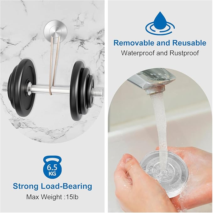 Suction Cup Hooks for Shower Towels Robes, Heavy Duty Bathroom Shower Hooks Stainless Steel, No Drill on Smooth Wall,Glass,Mirror, Tile in Bedroom Kitchen to Hang Swimsuit Washcloths (4, Silver)