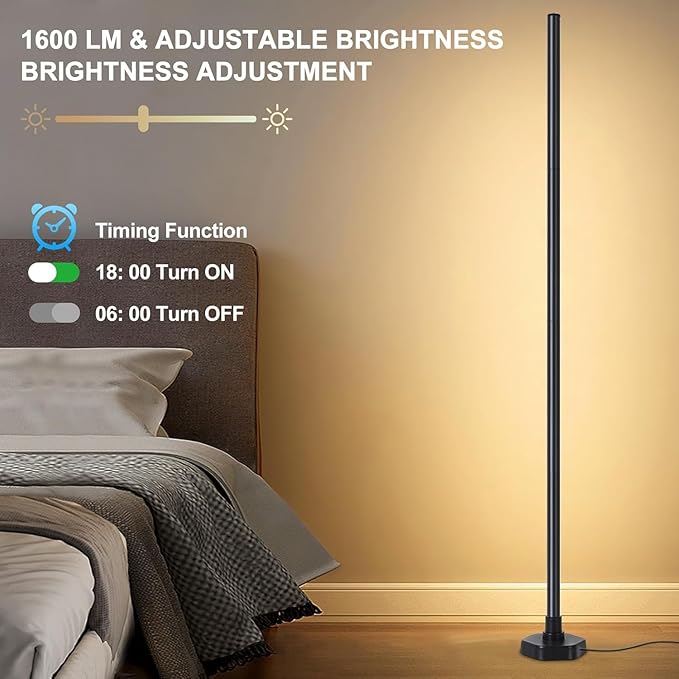 LED Floor Lamp, Corner Lamp Compatible with Alexa, Set of 2 Corner Floor Lamp with Music Sync, Controlled Synchronously or Individually