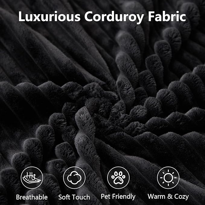 Sectional Cloud Couch with L-Shape Chaise, Modern Modular Comfy Sofa with Deep Seat, Upholstered Corduroy Couches Stupendous U Shaped Sofas for Living Room Bedroom, No Assembly Required, Black