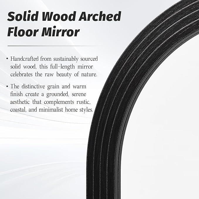 Antok Full Length Mirror 76"×41" Floor Mirror Standing Tall Mirror, Arched Stand up Large Wall Mirrors, Freestanding Full Body Mirrors for Bedroom Living Room Wood Vintage Style Black