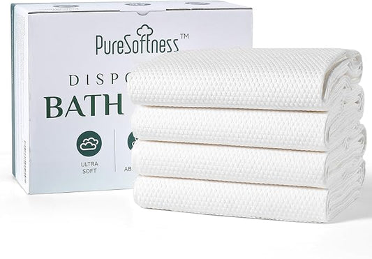 Disposable Bath Towels, Extra Large 57"x28", Ultra Thick, Soft yet durable, Individually Wrapped Travel Pack for Business Trip Workout Swimming Camping & Guest Towels (10 Towels in 1 Box)
