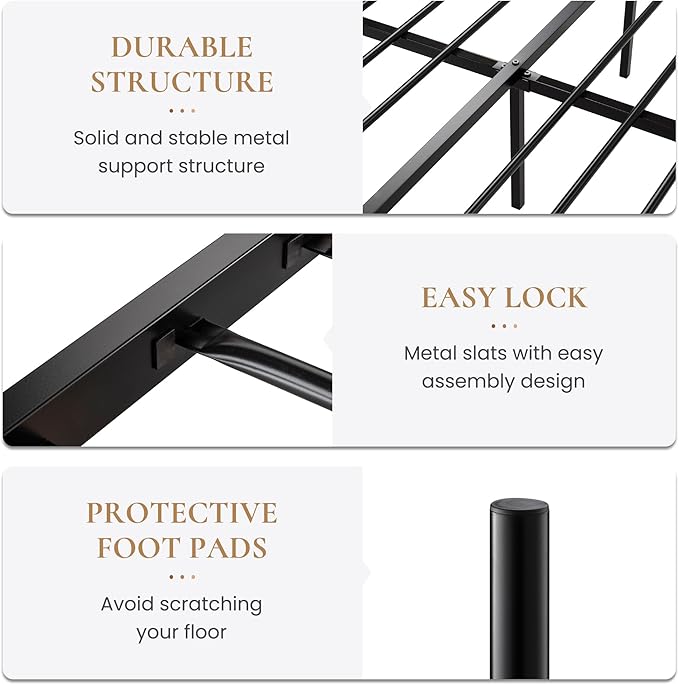 SHA CERLIN 14 Inch Full Size Metal Bed Frame with Iron-Art Headboard and Footboard,Under Bed Storage Space,Platform Bed with Metal Slats Support,Easy Assembly,Noise Free,No Box Spring Needed,Black