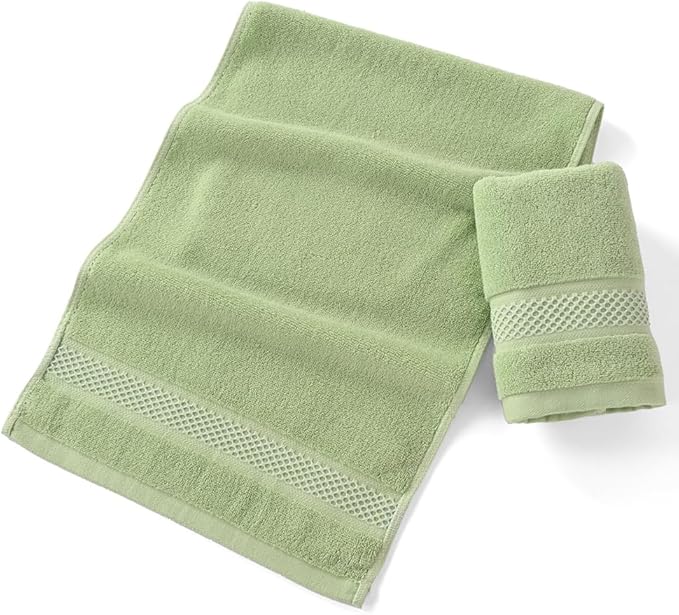sense gnosis Green Hand Towel Absorbent Super Soft 100% Cotton 2 PC Towel Set Decorative Bath Hand Towels for Bathroom Everyday Use 13"x 29"