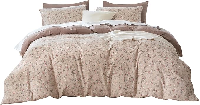 King Size Floral Comforter Set 3 Pieces Soft Cute Fresh Floral Bedding Lightweight Garden Style King Floral Botanical Comforter for All Seasons and 2 Pillowcases