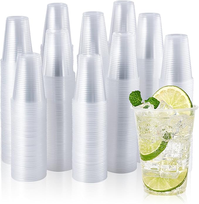 Vplus 2000 Pack 9 OZ Clear Plastic Cups, 9 Ounce Disposable Cold Water Party Drinking Cups for Wedding Thanksgiving Christmas Party