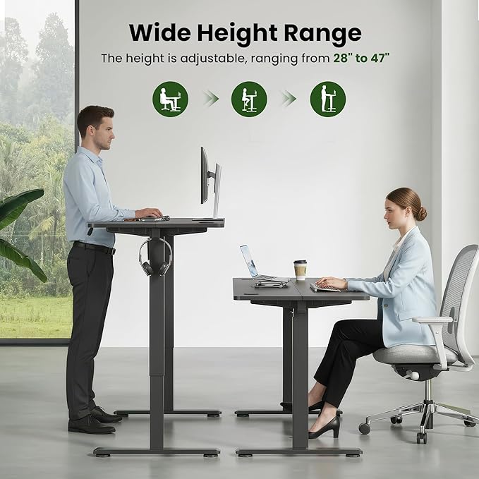 Casaphoria 55 x 24 inches Electric Standing Desk, Sit to Stand Desk with Memory Height Adjustment, Home Office Computer Desk for Writing and Games, Black