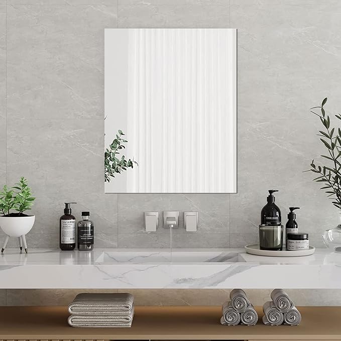DARENYI Acrylic Mirror Sheet for Wall, 15.7" x 19.6" Large Rectangular Mirror Tiles Frameless Wall Mounted Mirror Self-Adhesive Mirror Stickers for Vanity Bedroom Home Decor