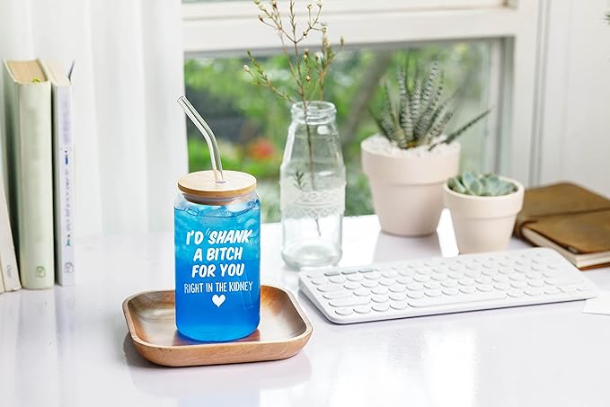 NewEleven Gifts For Women Friendship - Funny Gifts For Friends Female - Unique Friendship Present For Her, Female, Bestie, Bff, Soul Sister, Work Bestie - 16 Oz Coffee Glass