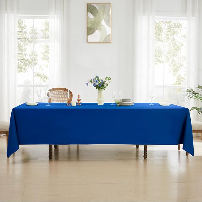 Rectangle Tablecloths 90x132 Inch 2 Pack Royal Blue Tablecloth for 6ft Washable Decorative Linen Polyester Table Cloths for 8ft Dining Table Banquets Buffet Parties and Wedding