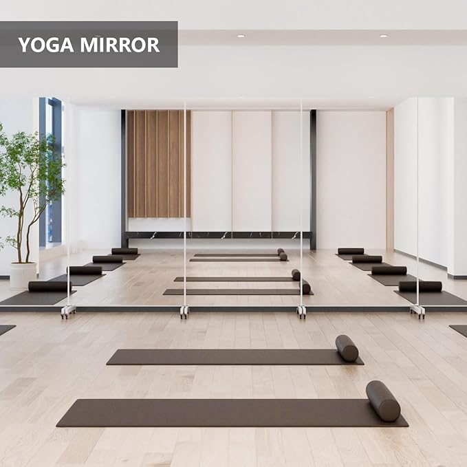 Full Length Mirror with Wheels, 71 "x 40", Black, Nano Film Material Without Glass, shatterproof, Safe, Lightweight, only 13lbs Easy to Move and Install, for Home Gym, Dance & Yoga Studios.