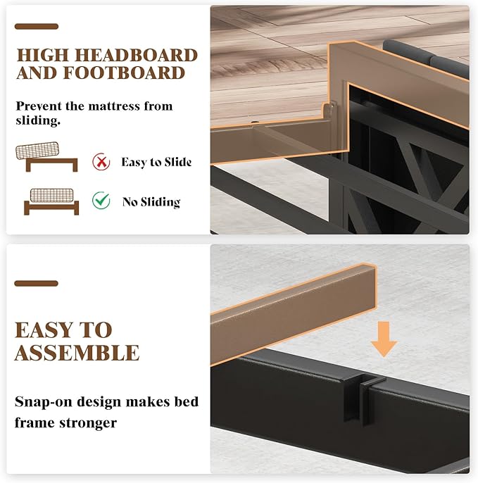 King Bed Frame with LED Light and Charging Station, Velvet Upholstered Headboard with Storage Shelf, Heavy Duty Metal Slats/No Box Spring Needed/Easy Assembly, Grey
