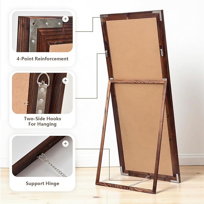 Yumyolk Full Length Mirror Large 72"x32" Floor Standing Mirror for Bedroom Living Room Hanging Wall-Mounted Brown