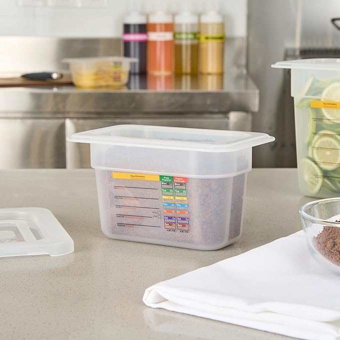 Restaurantware Food Storage Container 1 Pack of 6.8 x 4.2 x 3.9 Inches Plastic Stackable Storage Box White Reusable Label Container Dishwasher Safe For Restaurants And Kitchens