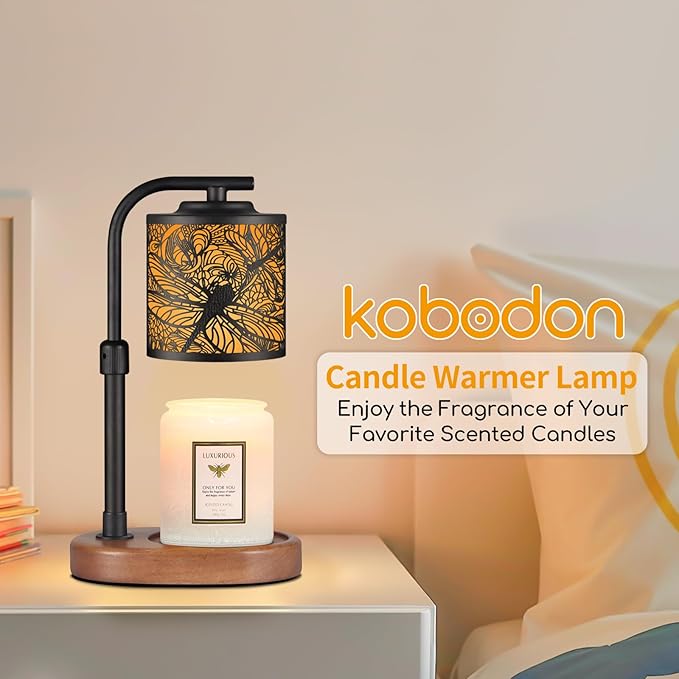 kobodon Candle Warmer Lamp with Timer, Electric Candle Lamp Warmer Christmas Birthday for Mom Women Home Bedroom Decor Wax Melt Warmer for Scented Wax with Jar Candles (Dragonfly)